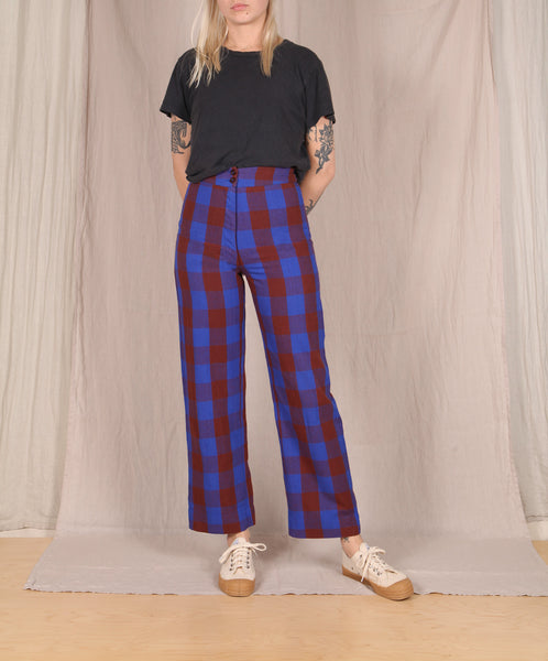 Ali Golden-Silk Fly Front Pant // Plaid
