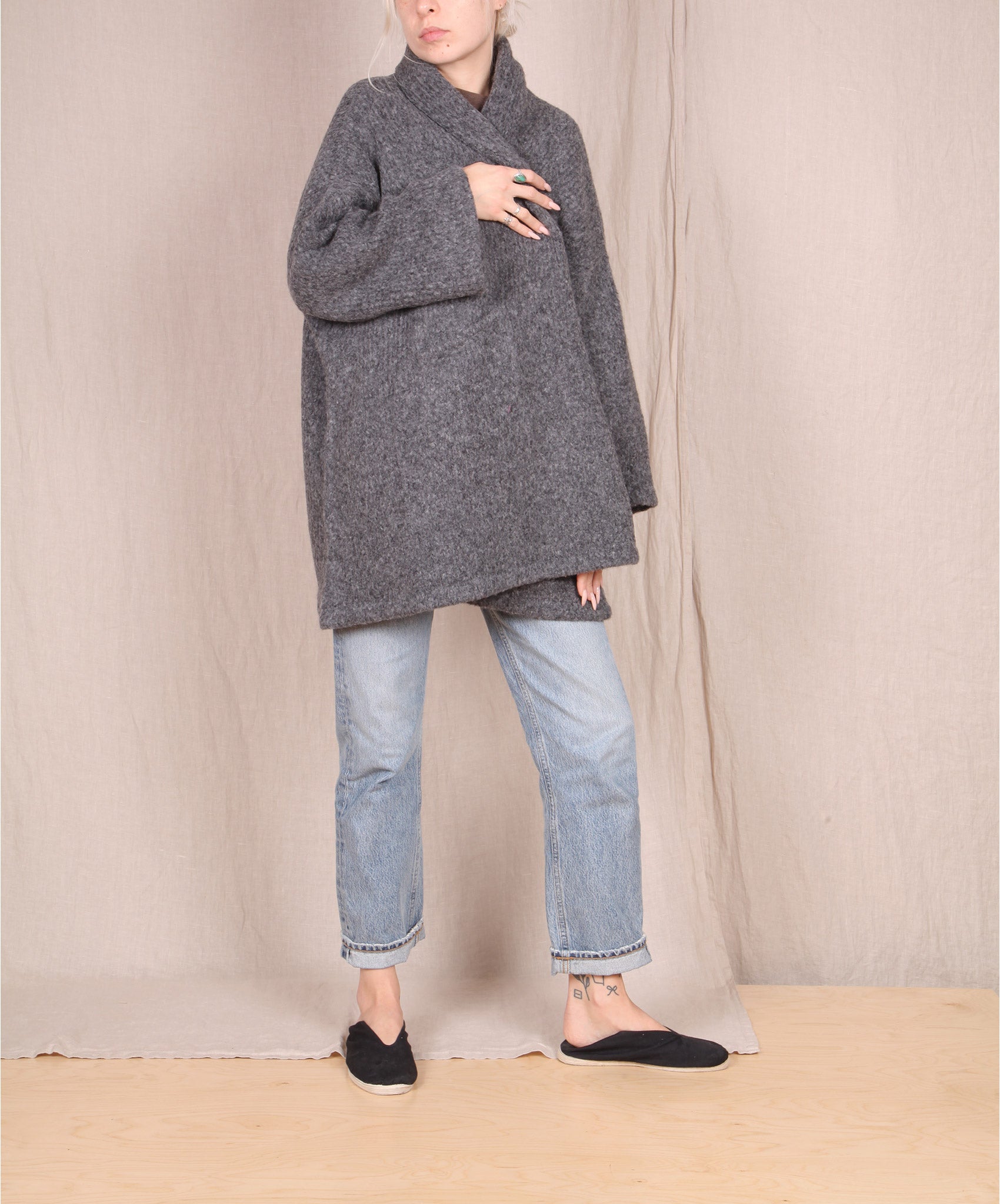 Atelier Delphine-Haori Sweater Coat // CHARCOAL