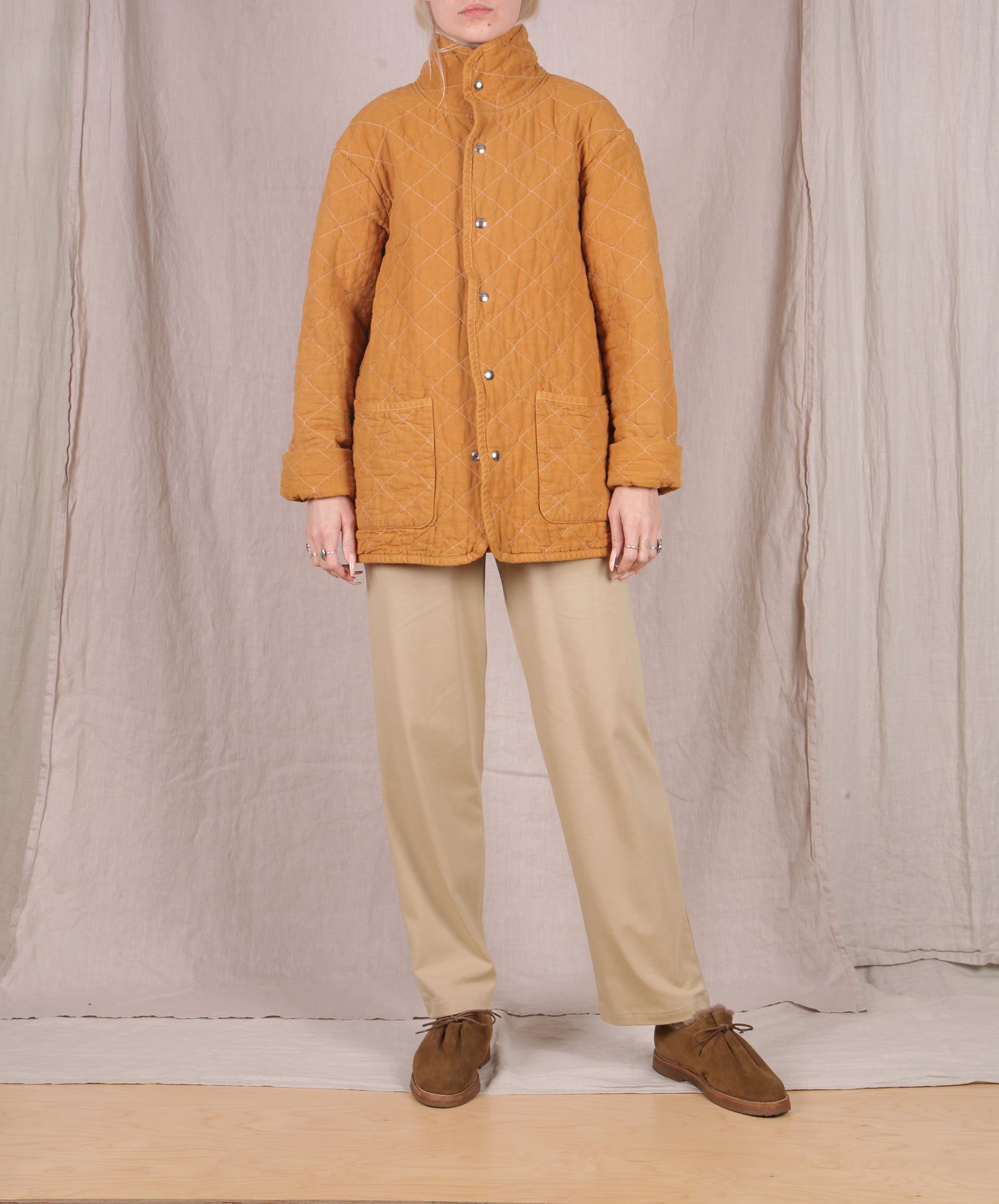 Utility Canvas-Quilted Snap Jacket // Honey