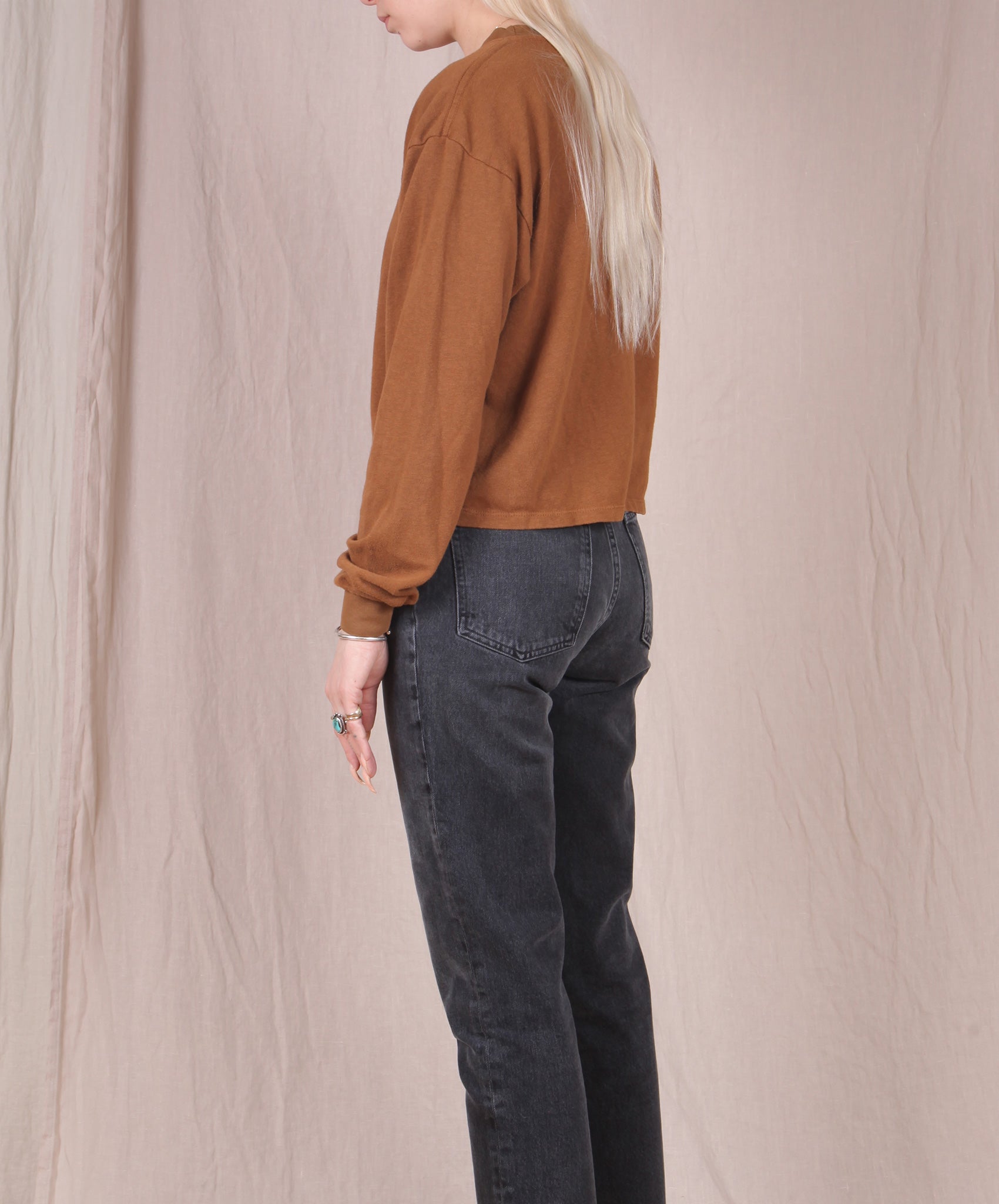 Jungmaven-Cropped Long Sleeve Tee // Copper