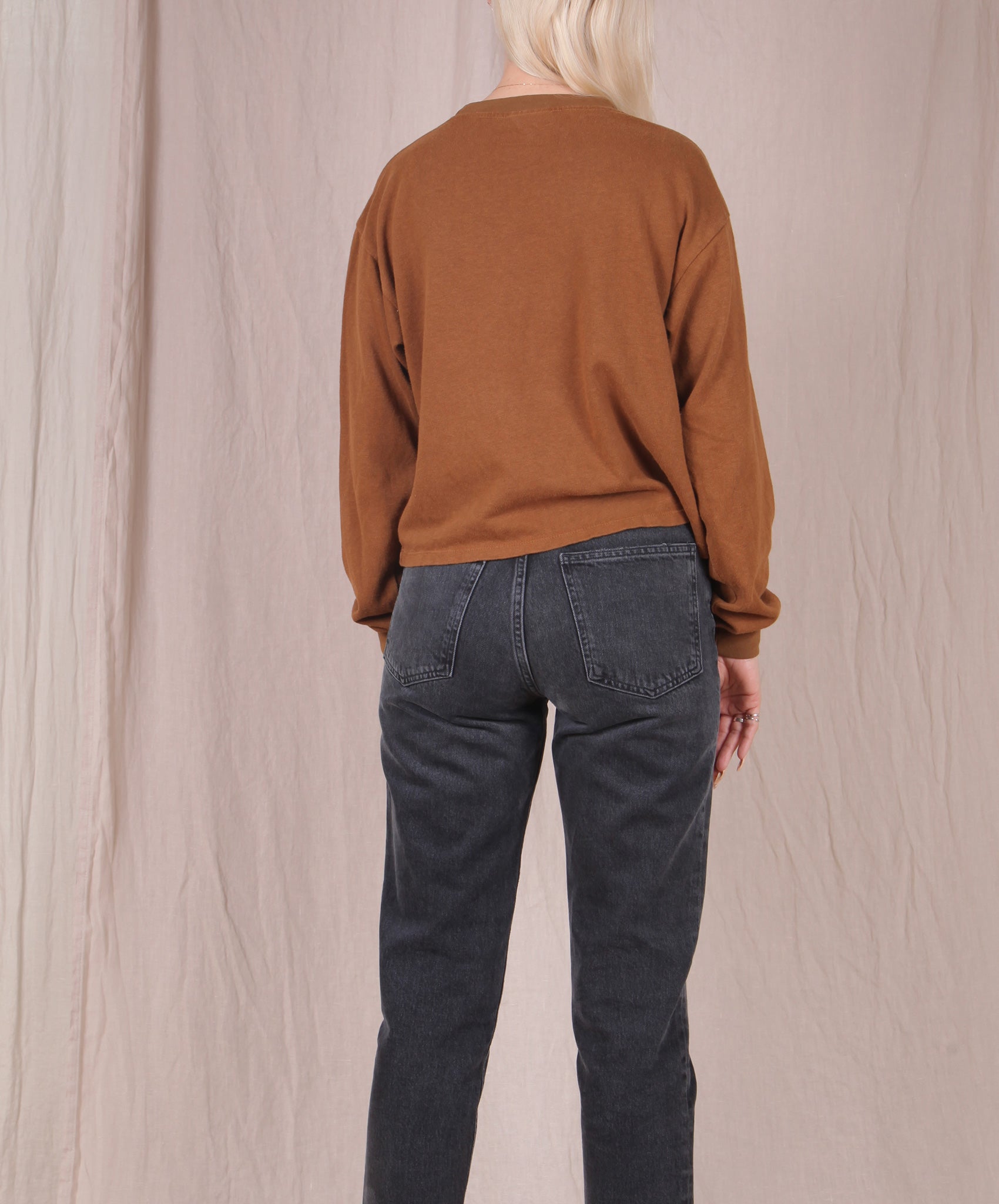 Jungmaven-Cropped Long Sleeve Tee // Copper