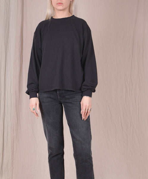 Jungmaven-Cropped Tatoosh Long Sleeve Tee // Black