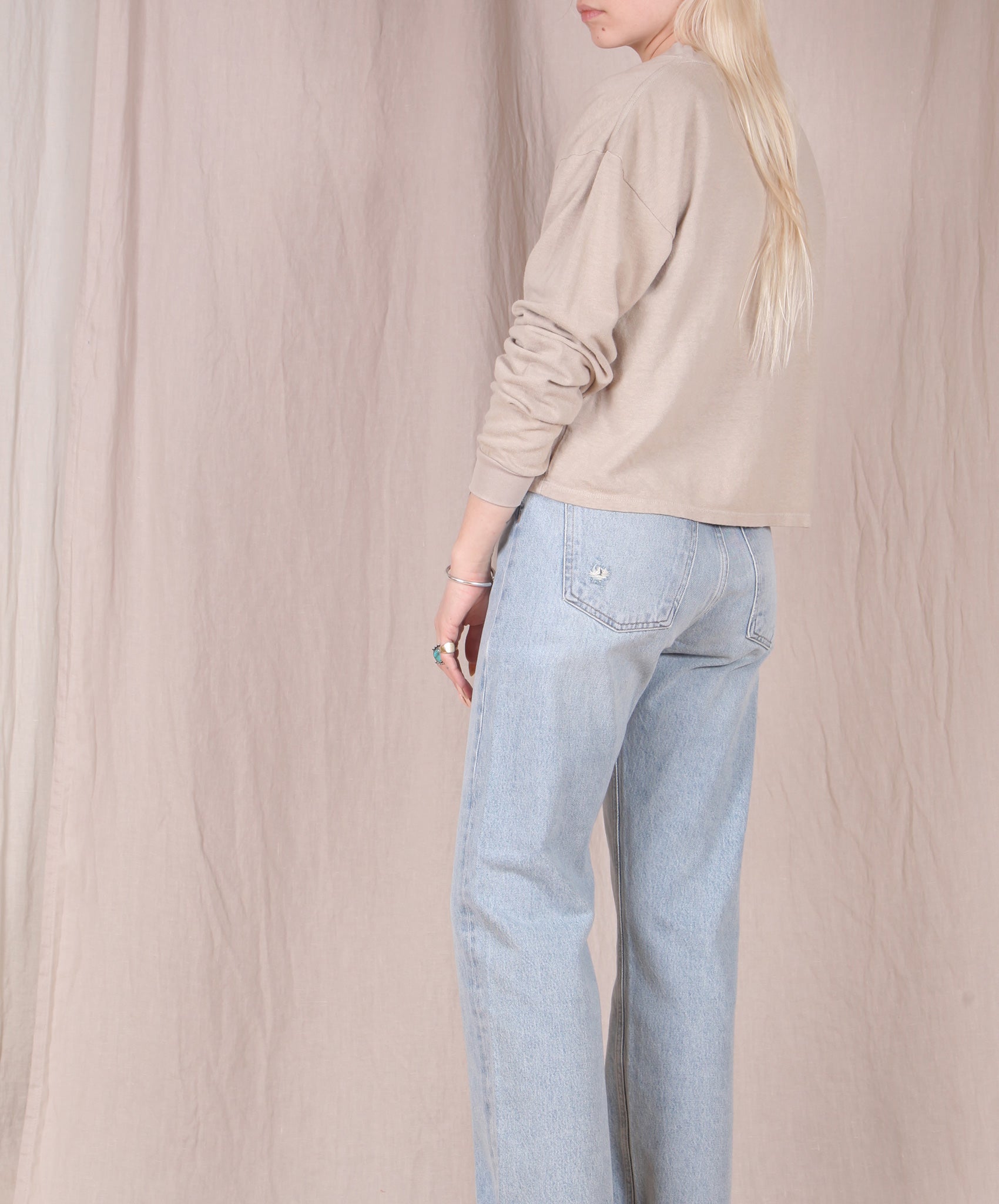 Jungmaven-Cropped Long Sleeve Tee // Canvas
