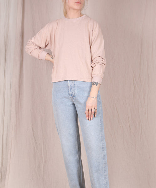 Jungmaven-Cropped Long Sleeve Tee // Dusty Pink