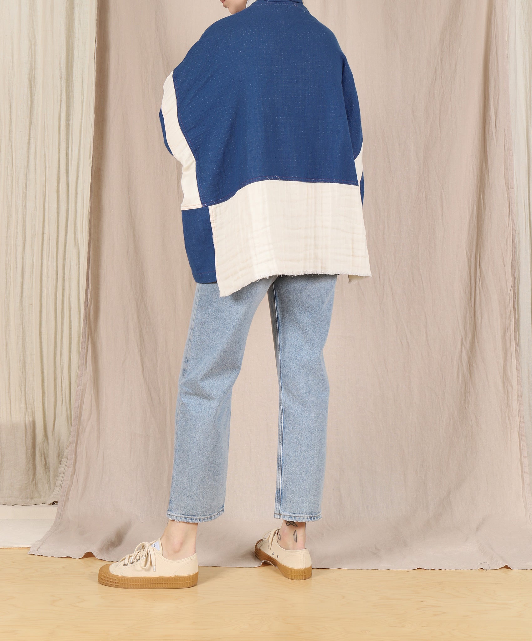 Atelier Delphine-Haori Coat 5 Layer Gauze // Blue + Cream